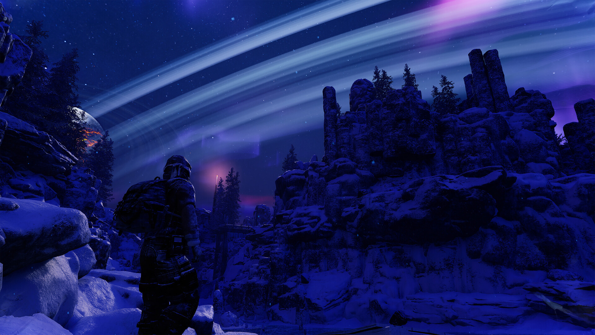 Polar Aurora Borealis & Rock Canyons