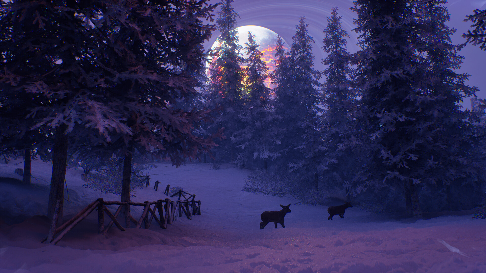 Taiga Wildlife under Shattered Moon
